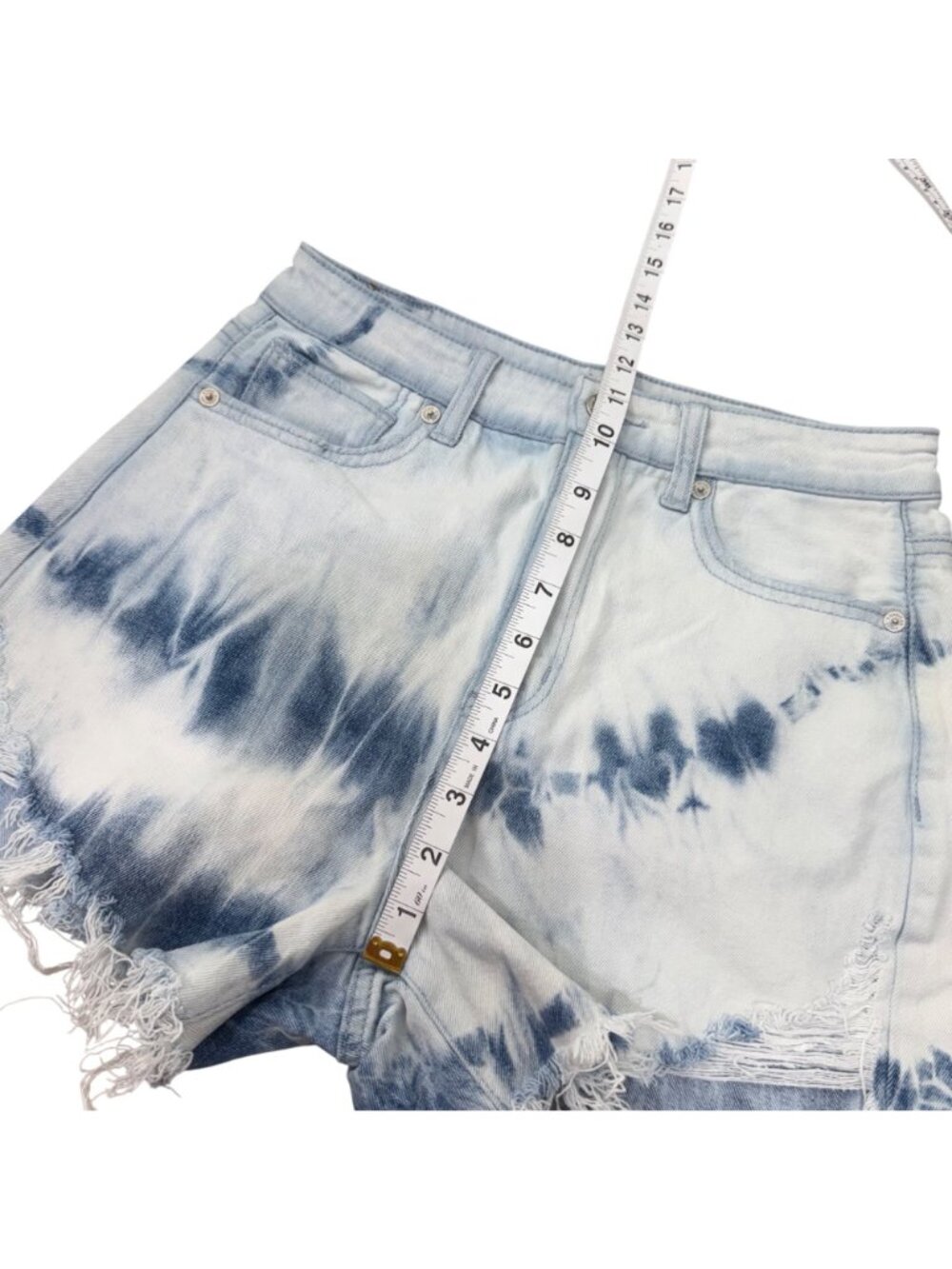 American Eagle Womens Highest Rise Tie-Dye Mom Shorts Size 2  Distressed Raw Hem - Picture 6 of 14